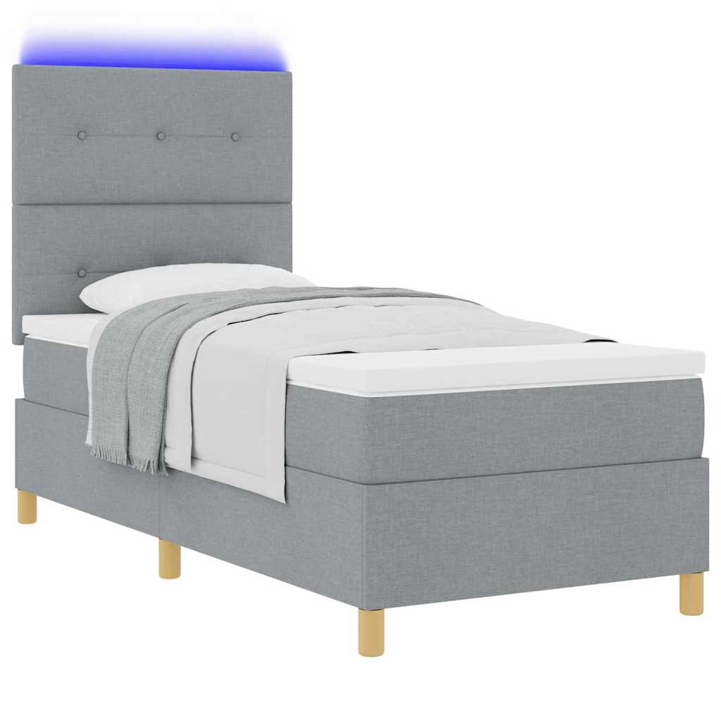Letto a Sorgente LED Grigio chiaro 90 x 190 cm Tessuto | homemem39