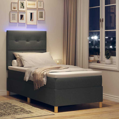 Letto a Sorgente LED Grigio scuro 90 x 190 cm Tessuto | homemem39