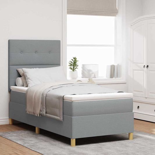 Letto a Sorgente LED Grigio chiaro 90 x 200 cm Tessuto | homemem39