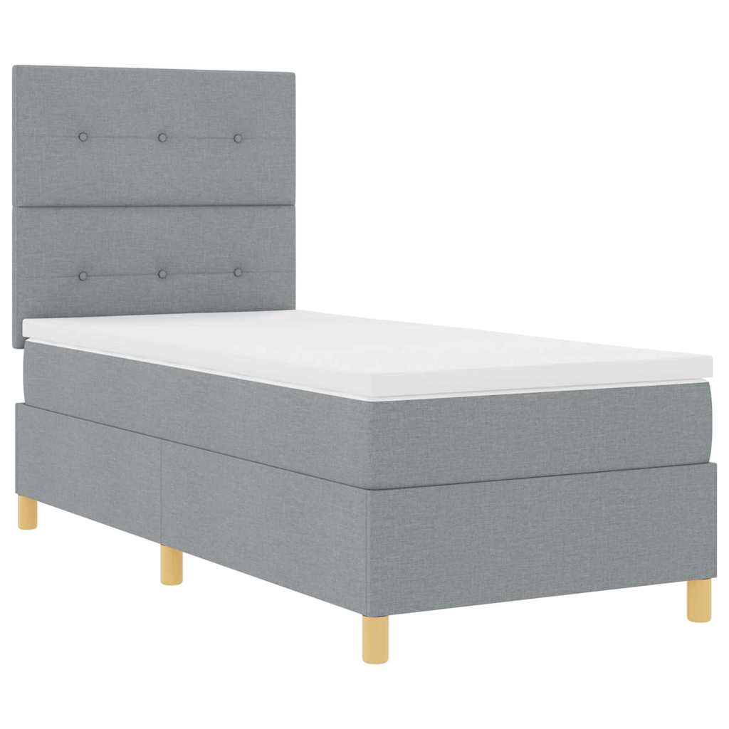Letto a molle con materasso Grigio chiaro 100 x 200 cm Tessuto