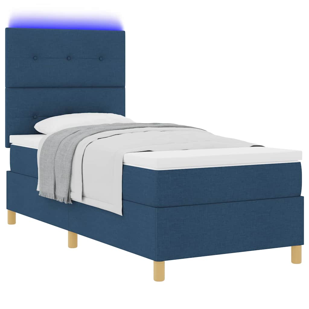 Letto a Sorgente LED con testiera Blu 100 x 200 cm Tessuto | homemem39