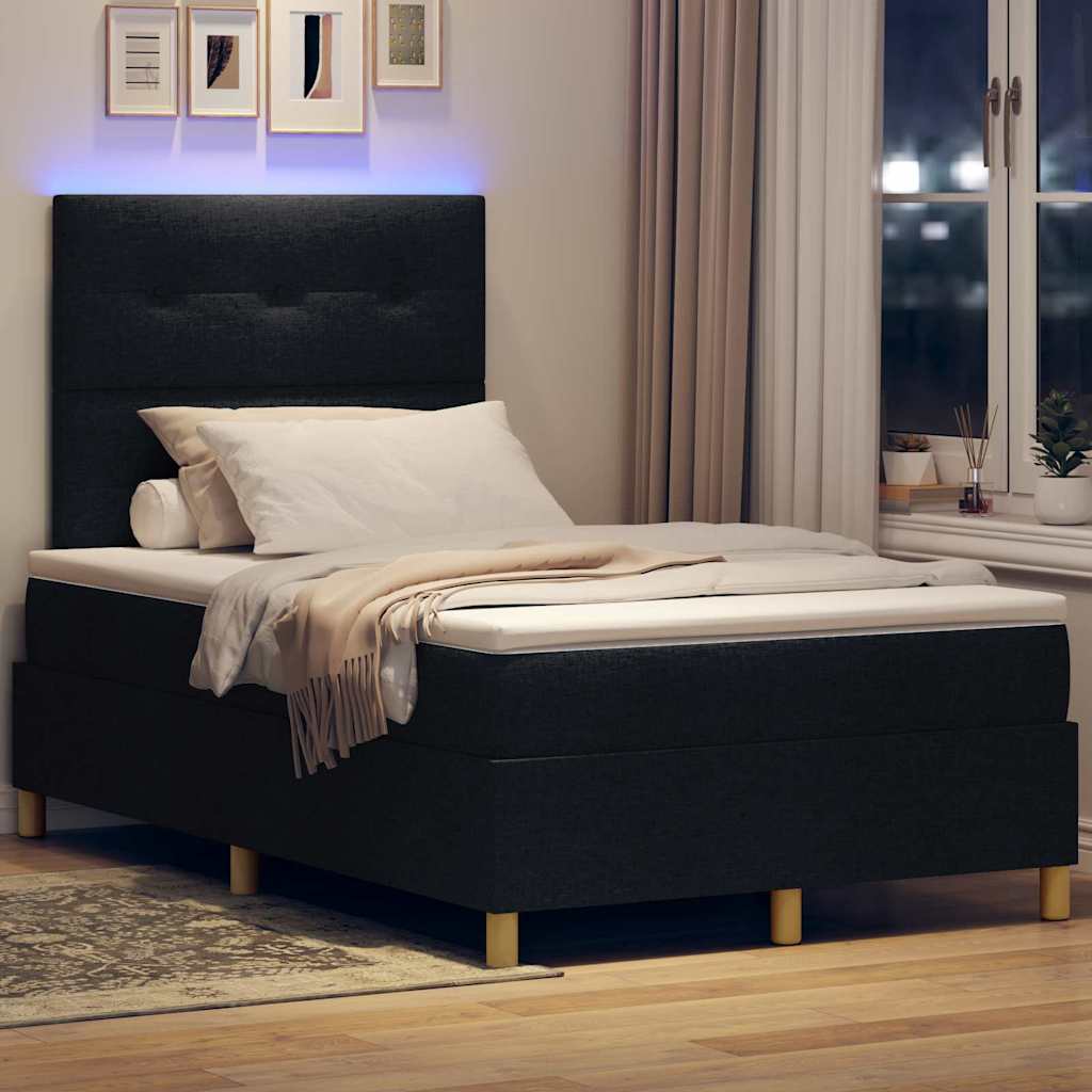 Letto a molle con materasso Nero 120 x 190 cm Tessuto
