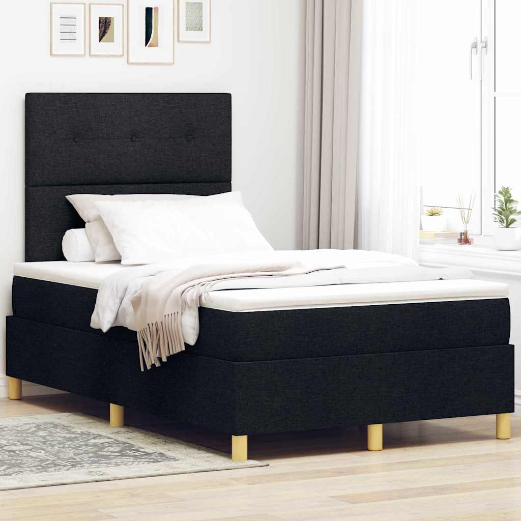 Letto a molle con materasso Nero 120 x 190 cm Tessuto