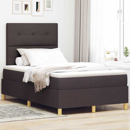 Letto a Sorgente LED Marrone Scuro 120 x 190 cm Tessuto