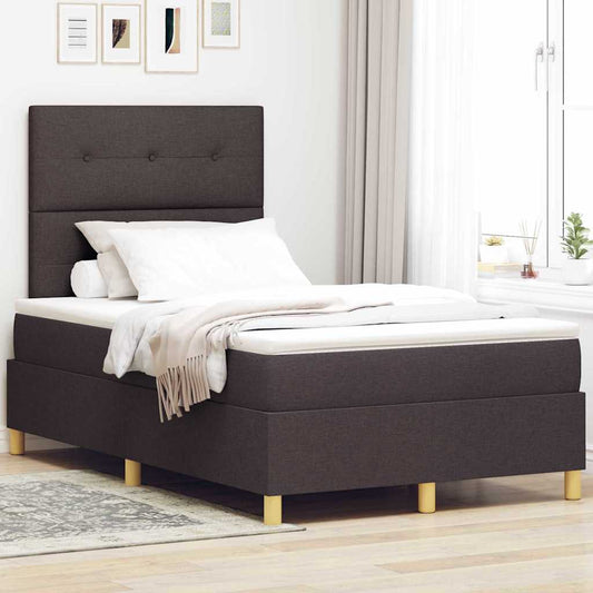 Letto a Sorgente LED Marrone Scuro 120 x 190 cm Tessuto