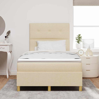 Letto a Sorgente LED con testiera Crema 120 x 190 cm Tessuto | homemem39