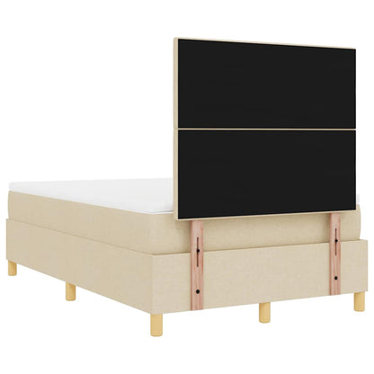 Letto a Sorgente LED con testiera Crema 120 x 190 cm Tessuto | homemem39