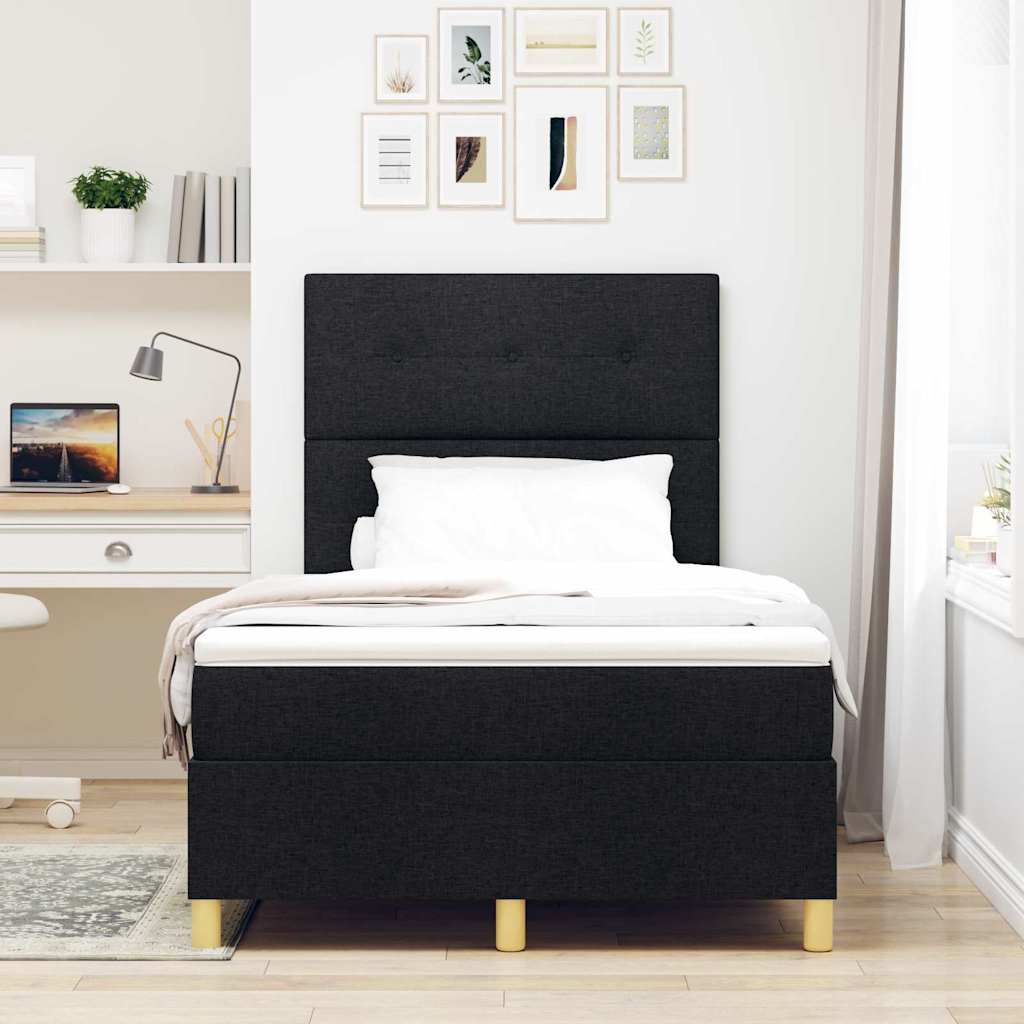 Letto a molle con materasso Nero 120 x 200 cm Tessuto