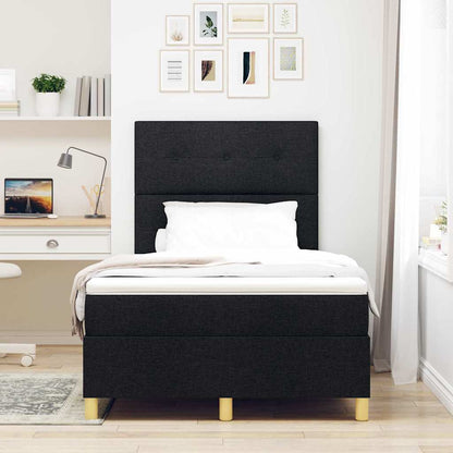 Letto a molle con materasso Nero 120 x 200 cm Tessuto