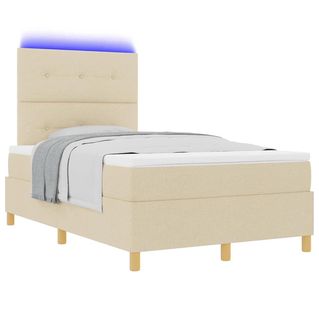 Letto a Sorgente LED con testiera Crema 120 x 200 cm Tessuto | homemem39