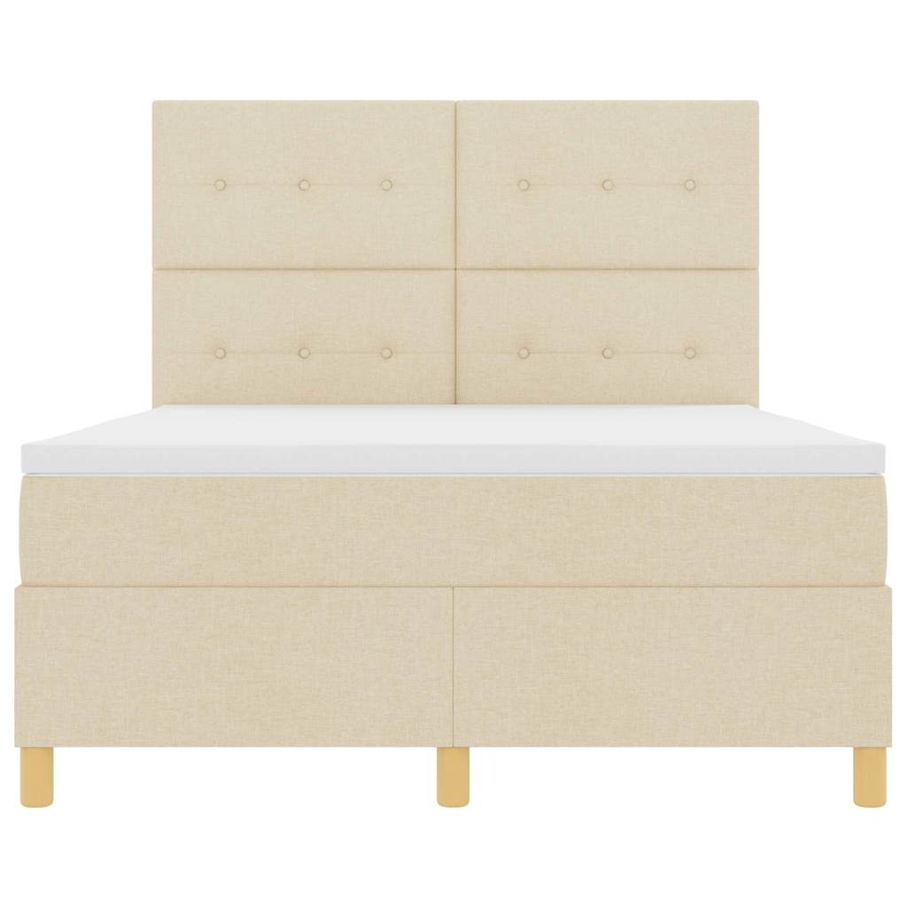 Letto a Sorgente LED con testiera Crema 140 x 190 cm Tessuto | homemem39
