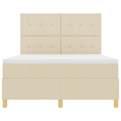 Letto a Sorgente LED con testiera Crema 140 x 190 cm Tessuto | homemem39