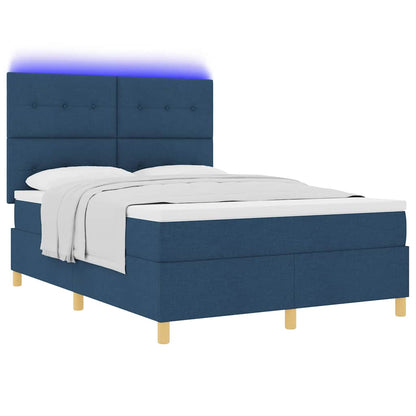 Letto a Sorgente LED con testiera Blu 140 x 190 cm Tessuto | homemem39