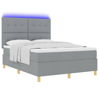 Letto a Sorgente LED Grigio chiaro 140 x 200 cm Tessuto | homemem39