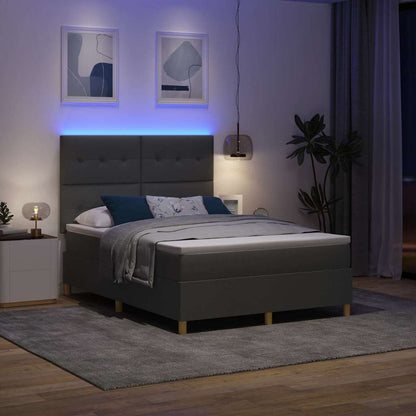 Letto a Sorgente LED Grigio scuro 140 x 200 cm Tessuto | homemem39