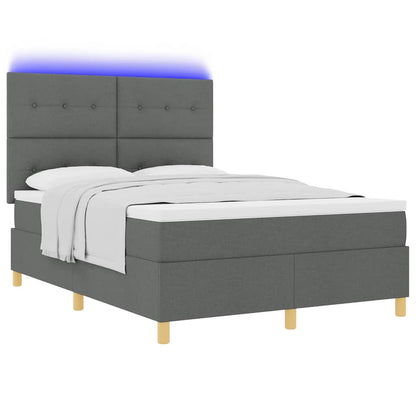 Letto a Sorgente LED Grigio scuro 140 x 200 cm Tessuto | homemem39