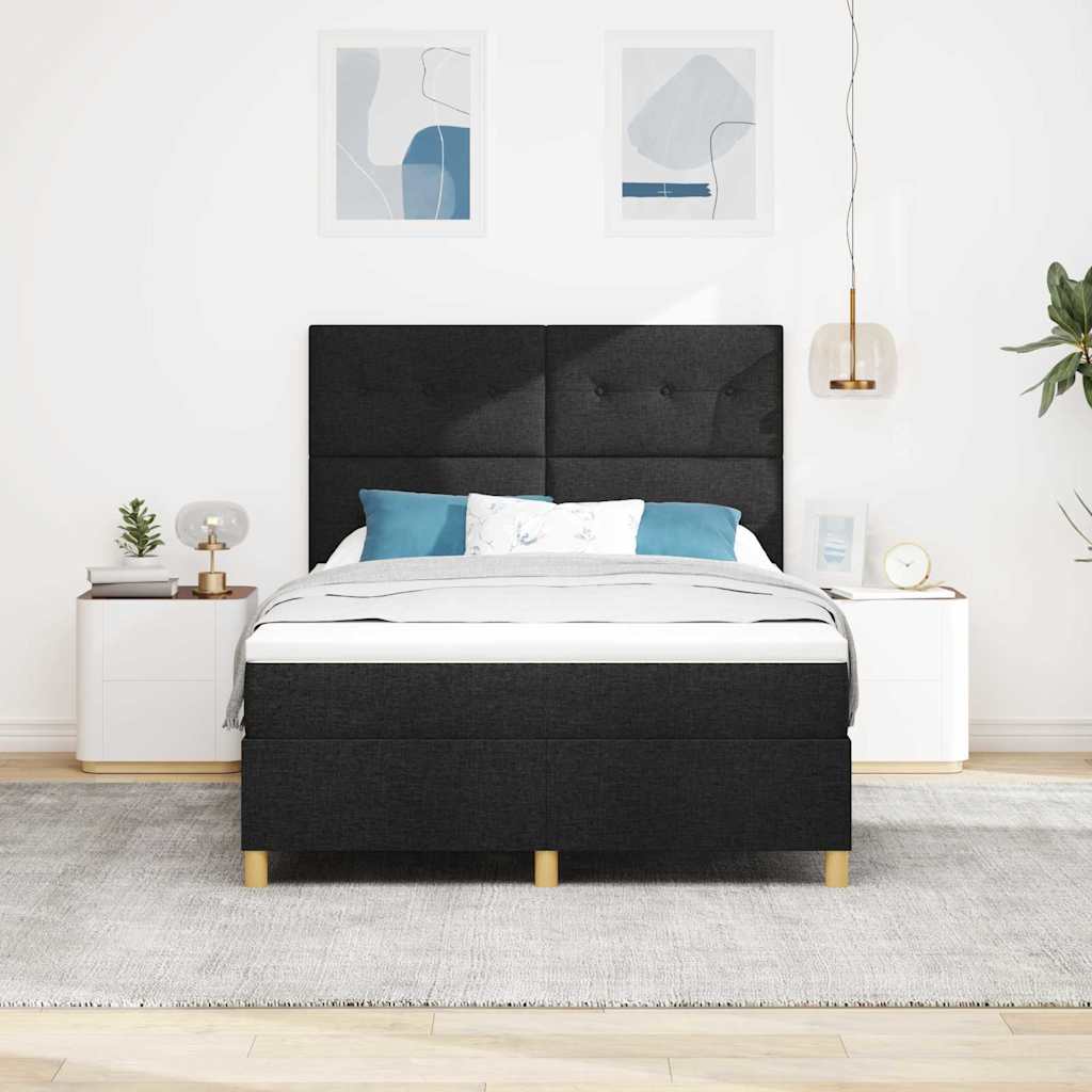 Letto a Sorgente LED con testiera Nero 160 x 200 cm Tessuto | homemem39