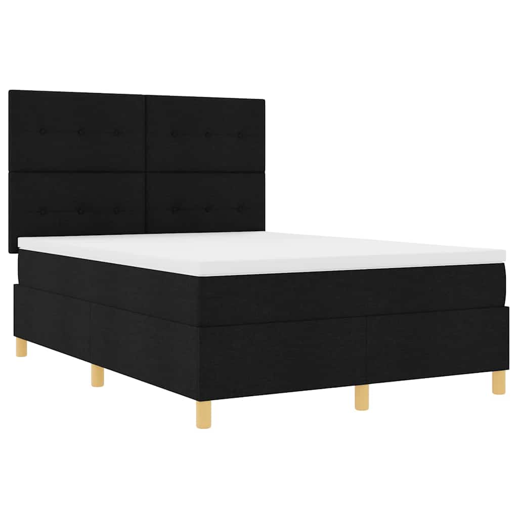 Letto a Sorgente LED con testiera Nero 160 x 200 cm Tessuto | homemem39