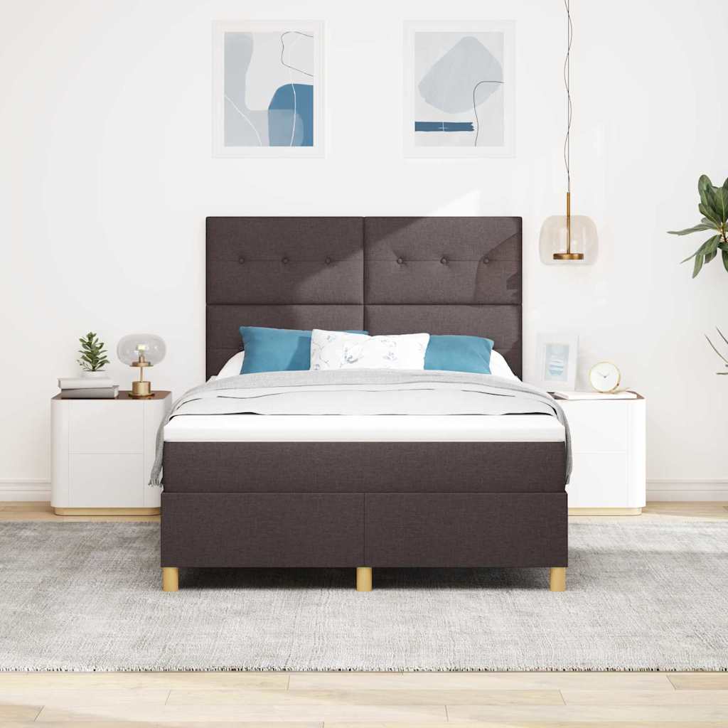 Letto a Sorgente LED Marrone Scuro 160 x 200 cm Tessuto | homemem39