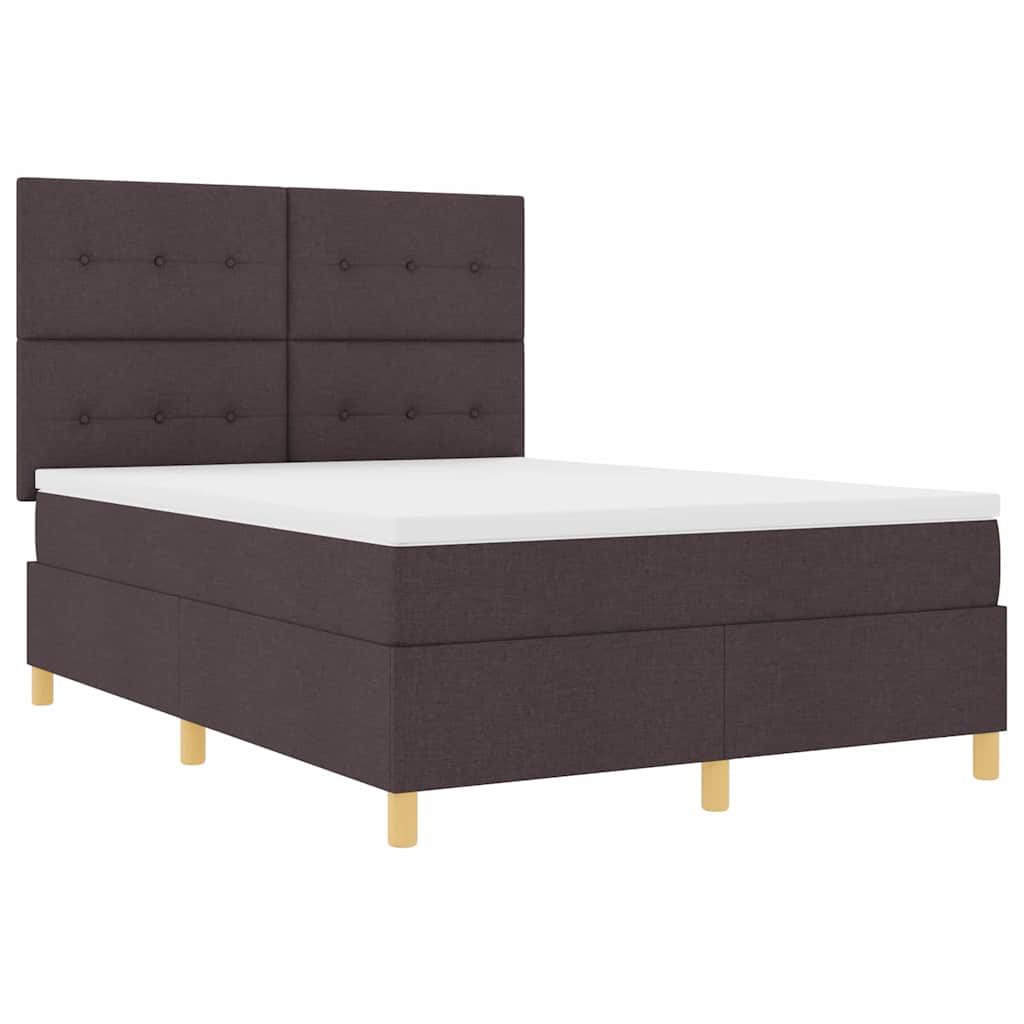 Letto a Sorgente LED Marrone Scuro 160 x 200 cm Tessuto | homemem39