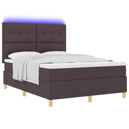 Letto a Sorgente LED Marrone Scuro 160 x 200 cm Tessuto | homemem39
