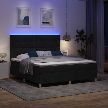Letto a Sorgente LED con testiera Nero 180 x 200 cm Tessuto | homemem39