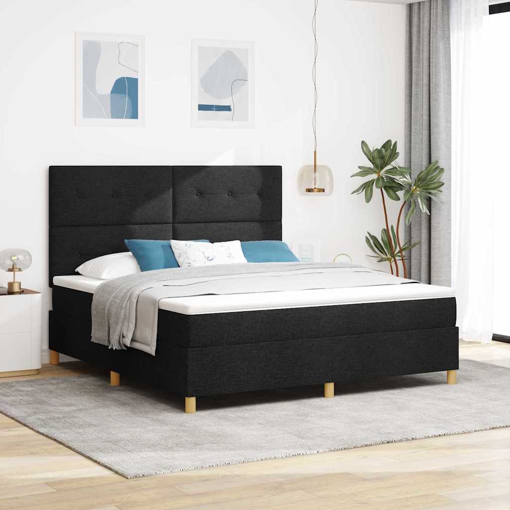 Letto a Sorgente LED con testiera Nero 180 x 200 cm Tessuto | homemem39