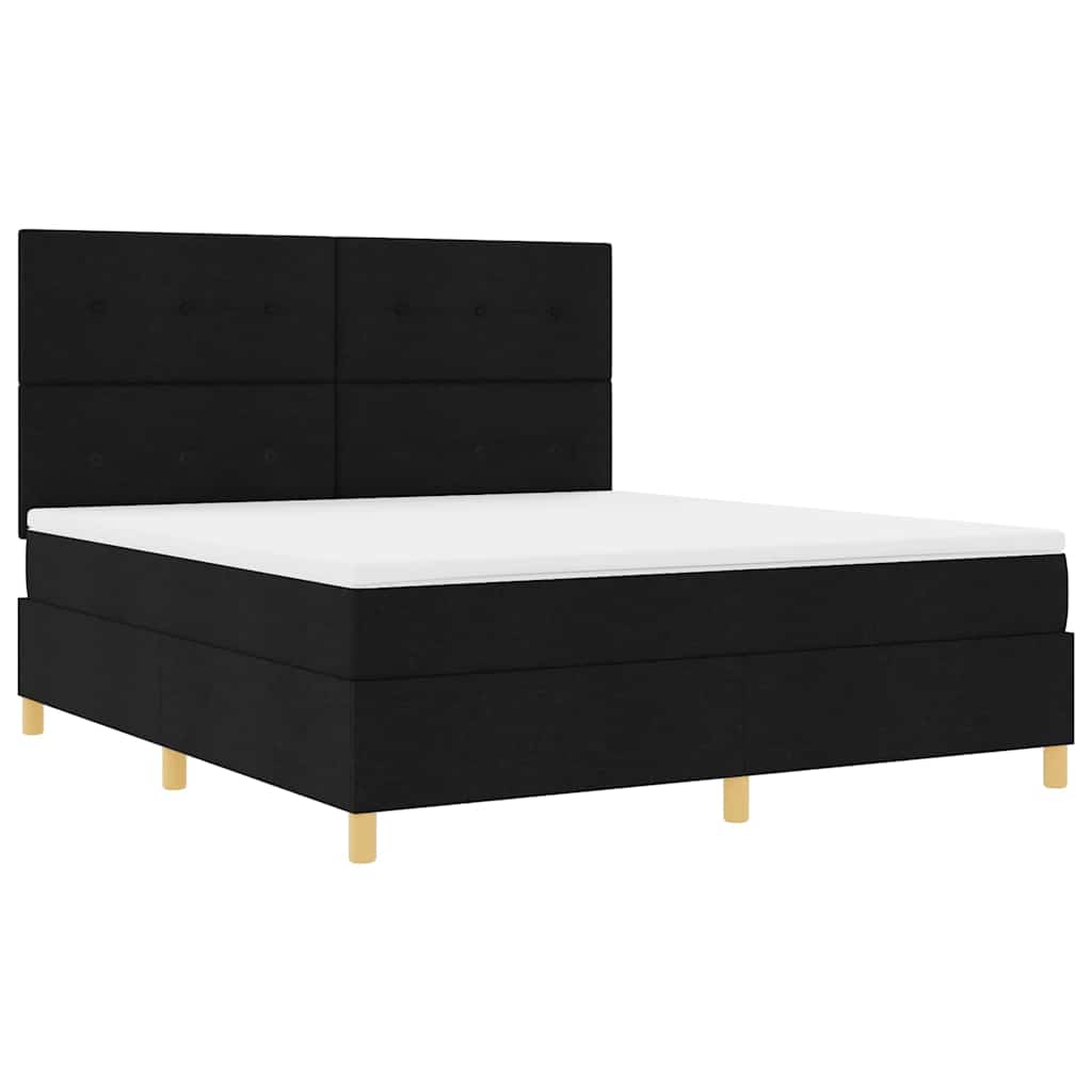 Letto a Sorgente LED con testiera Nero 180 x 200 cm Tessuto | homemem39