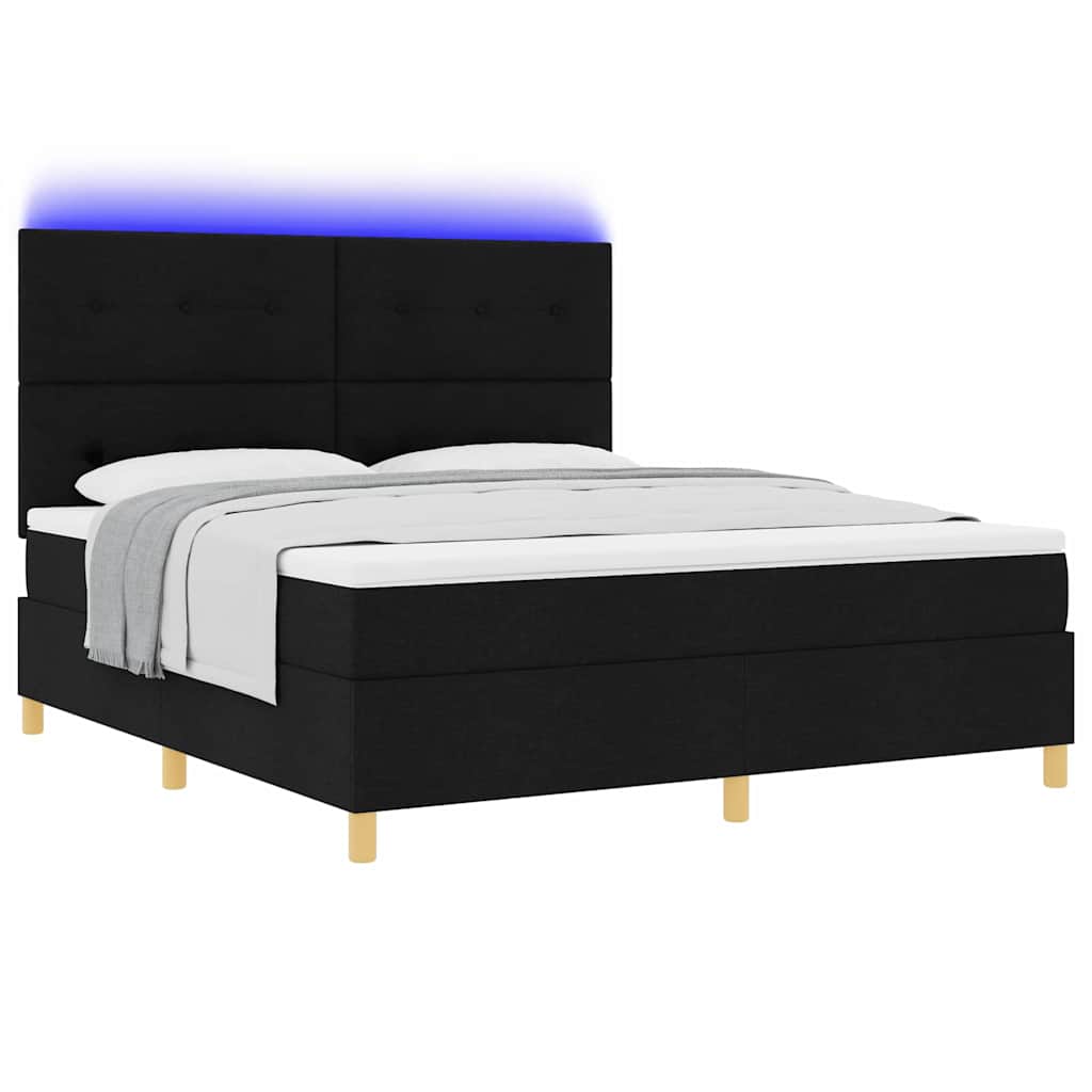 Letto a Sorgente LED con testiera Nero 180 x 200 cm Tessuto | homemem39
