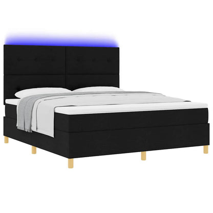 Letto a Sorgente LED con testiera Nero 180 x 200 cm Tessuto | homemem39