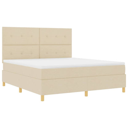 Letto a Sorgente LED con testiera Crema 180 x 200 cm Tessuto | homemem39