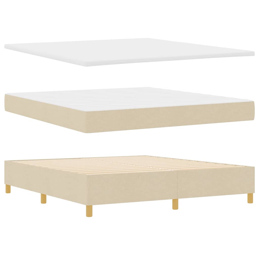 Letto a Sorgente LED con testiera Crema 180 x 200 cm Tessuto | homemem39