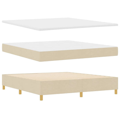 Letto a Sorgente LED con testiera Crema 180 x 200 cm Tessuto | homemem39