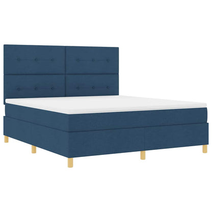 Letto a Sorgente LED con materasso Blu 180 x 200 cm Tessuto