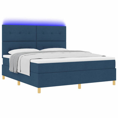 Letto a Sorgente LED con materasso Blu 180 x 200 cm Tessuto