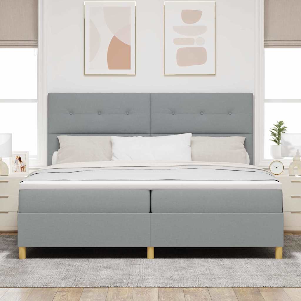 Letto a molle con materasso Grigio chiaro 200 x 200 cm Tessuto
