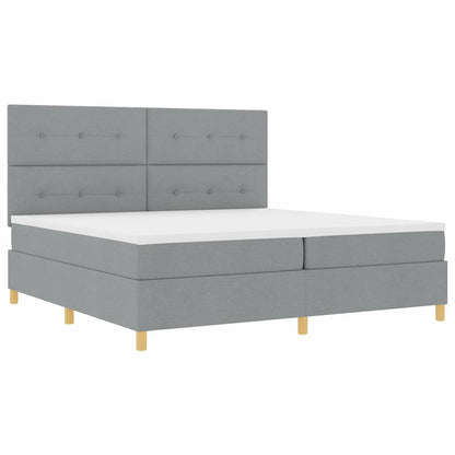 Letto a molle con materasso Grigio chiaro 200 x 200 cm Tessuto