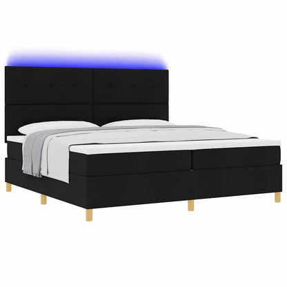 Letto a molle con materasso Nero 200 x 200 cm Tessuto