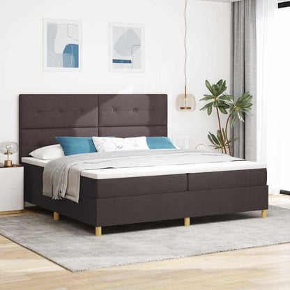 Letto a Sorgente LED Marrone Scuro 200 x 200 cm Tessuto | homemem39