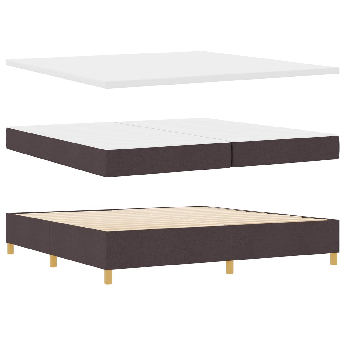 Letto a Sorgente LED Marrone Scuro 200 x 200 cm Tessuto | homemem39