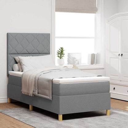 Letto a Sorgente LED Grigio chiaro 100 x 200 cm Tessuto