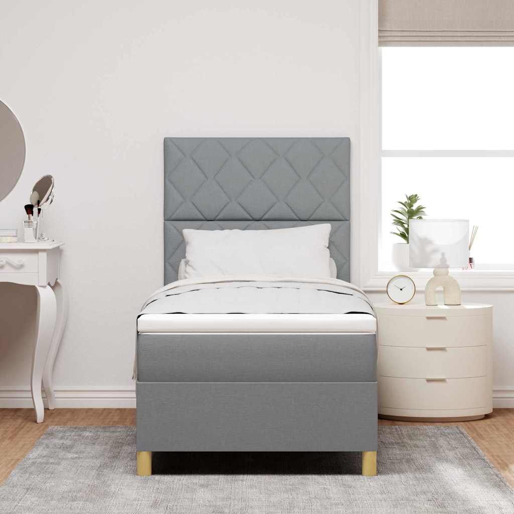 Letto a Sorgente LED Grigio chiaro 100 x 200 cm Tessuto
