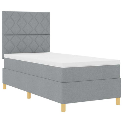 Letto a Sorgente LED Grigio chiaro 100 x 200 cm Tessuto | homemem39