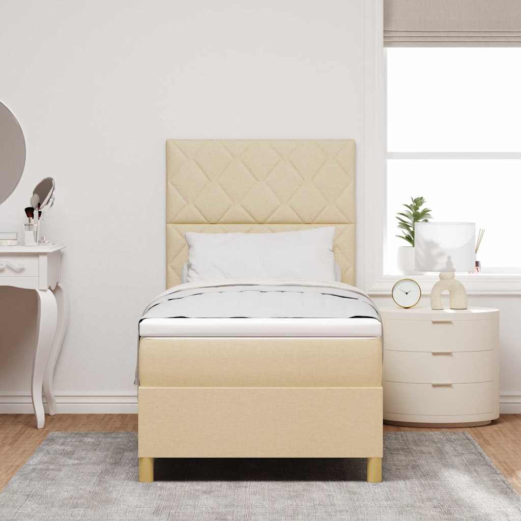 Letto a Sorgente LED con testiera Crema 100 x 200 cm Tessuto | homemem39