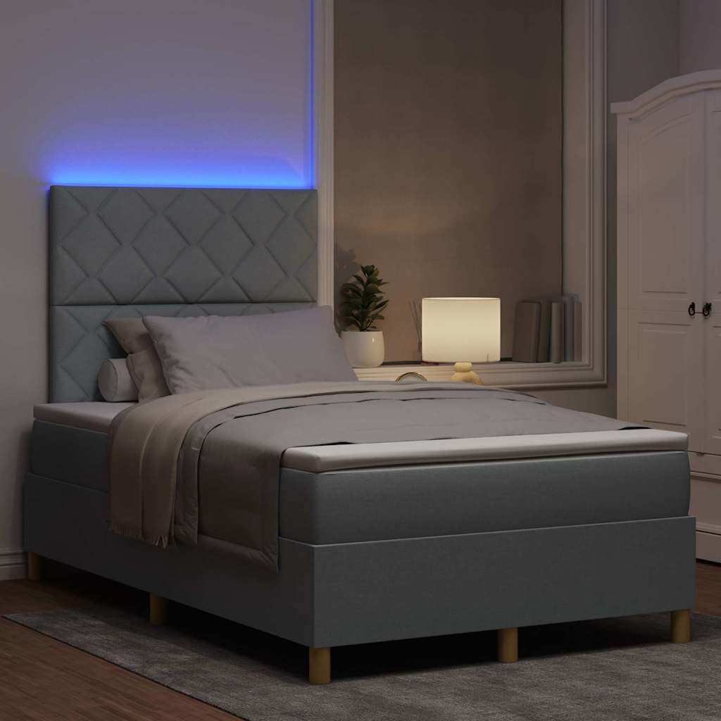 Letto a Sorgente LED Grigio chiaro 120 x 190 cm Tessuto | homemem39