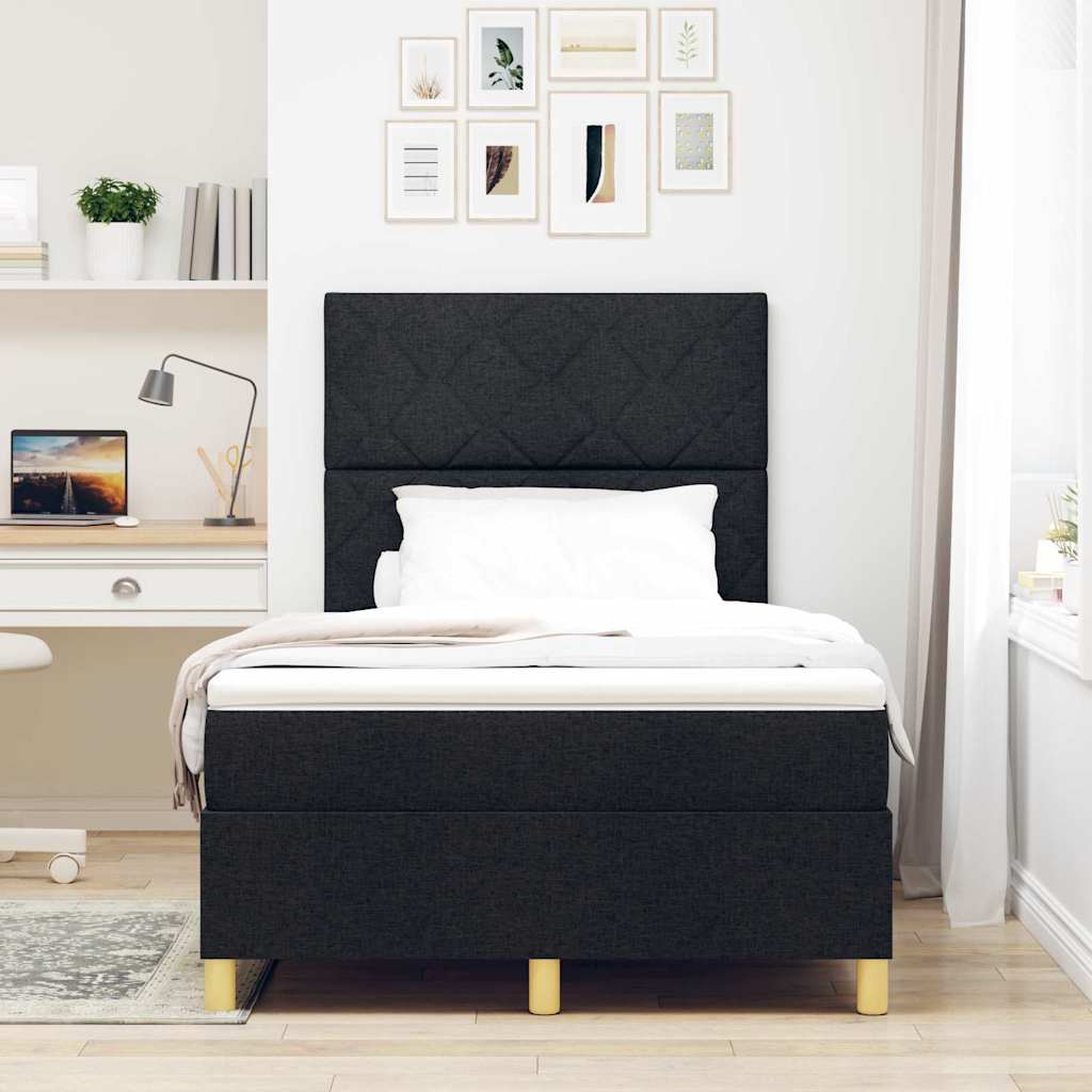 Letto a Sorgente LED con testiera Nero 120 x 190 cm Tessuto | homemem39