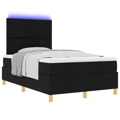 Letto a Sorgente LED con testiera Nero 120 x 190 cm Tessuto | homemem39
