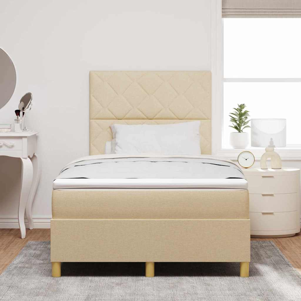 Letto a Sorgente LED con testiera Crema 120 x 190 cm Tessuto | homemem39