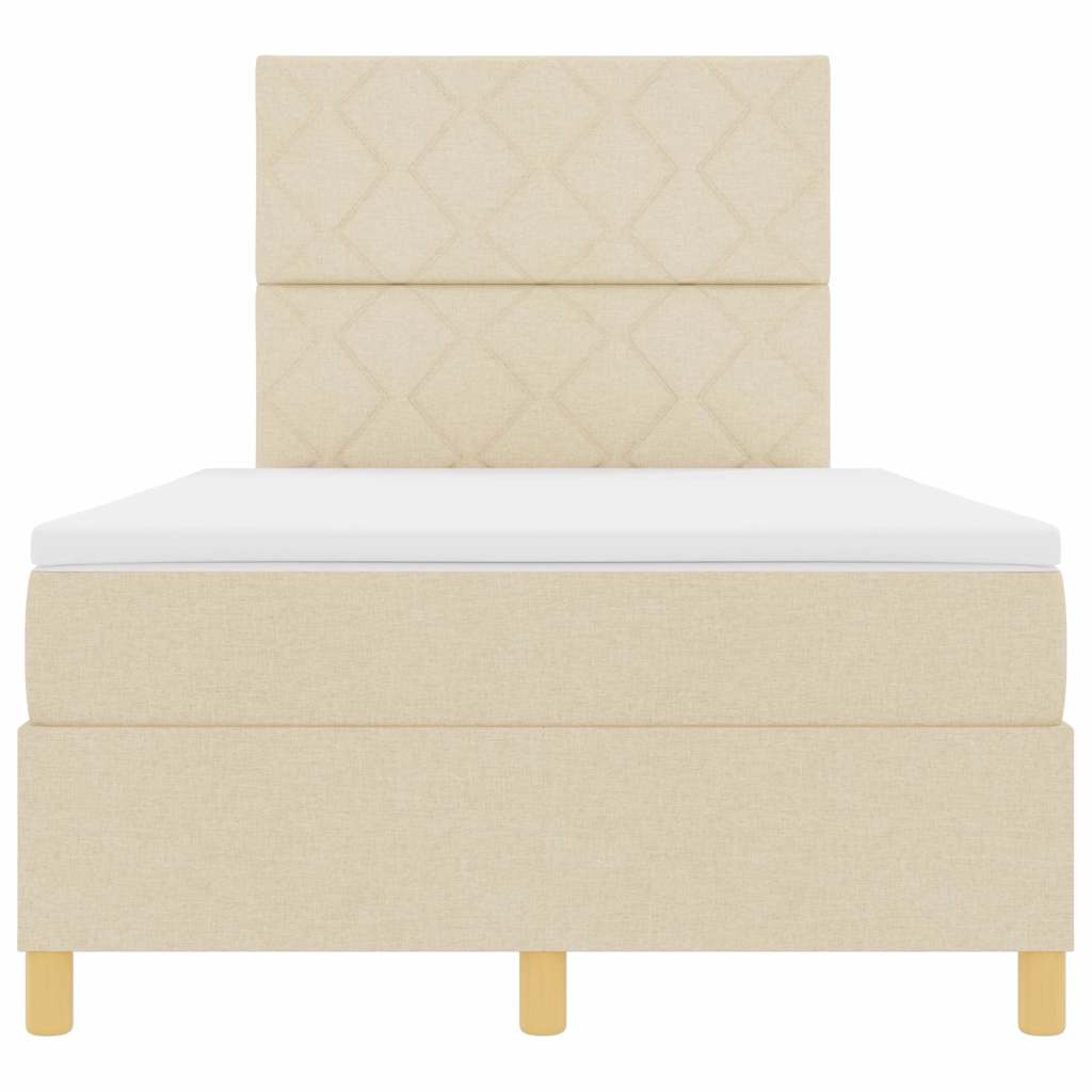 Letto a Sorgente LED con testiera Crema 120 x 190 cm Tessuto | homemem39