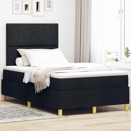 Letto a Sorgente LED con testiera Nero 120 x 200 cm Tessuto | homemem39